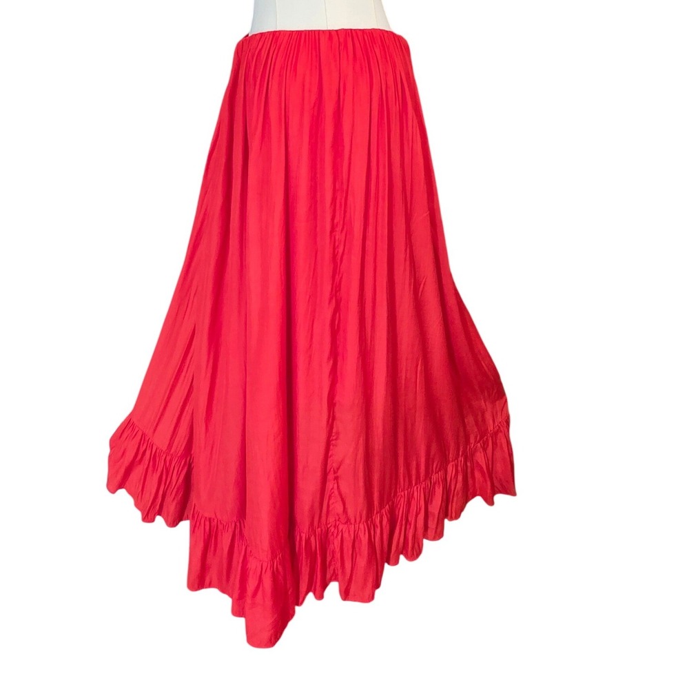 Easel High Low Maxi Skirt Womens Large Red Excellent Condition Ruffle Boho - Picture 8 of 10